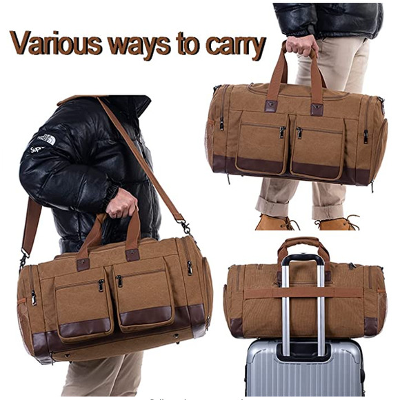 NEW! Leather Ashpel Weekender Travel Tote - Picture 6 of 7